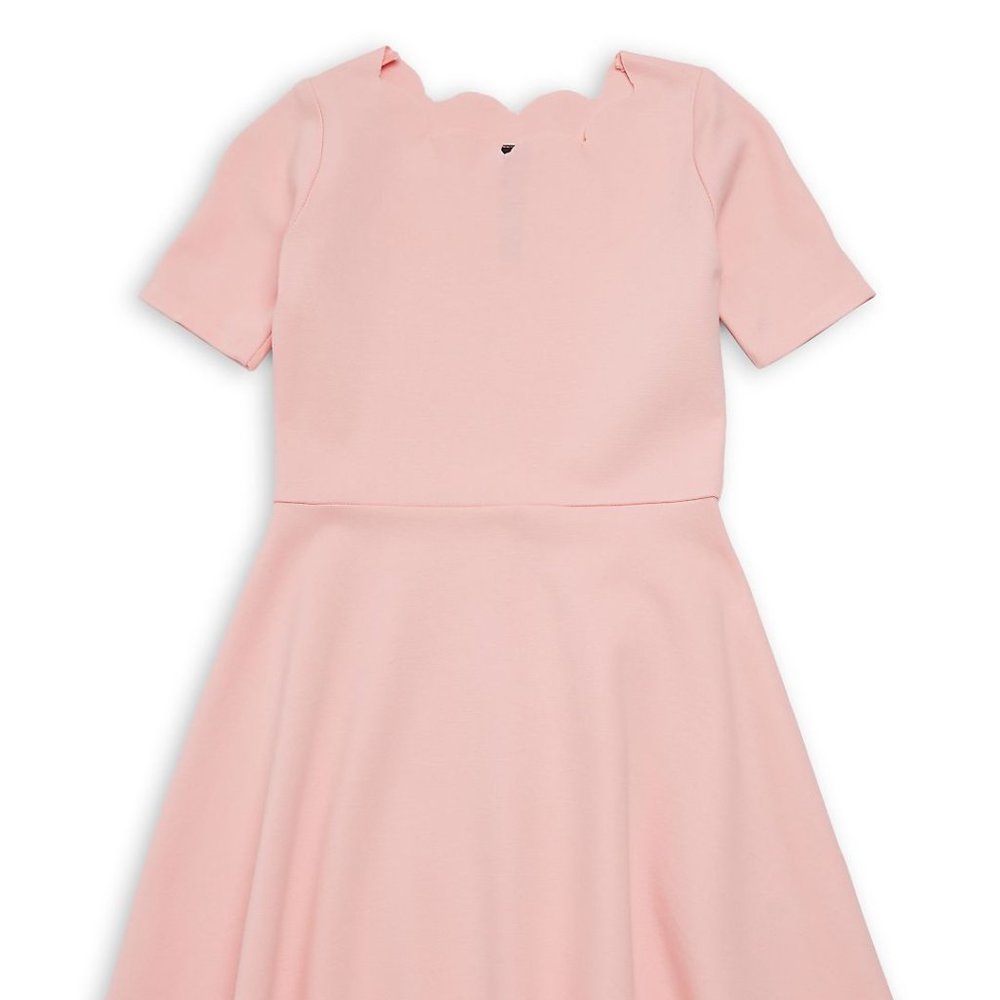 DESIGN LAB Girl's 7/8 Scalloped Fit-&-Flare Dress